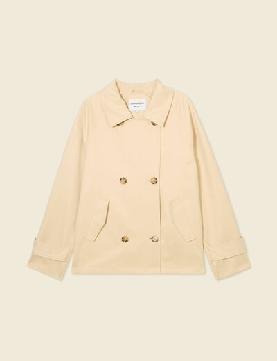 Trench court oversize beige femme