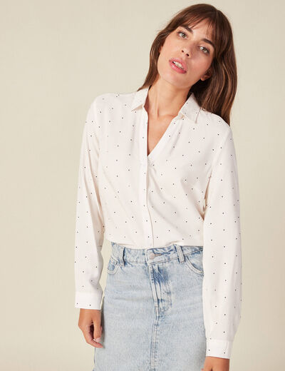 Chemise manches longues ecru femme