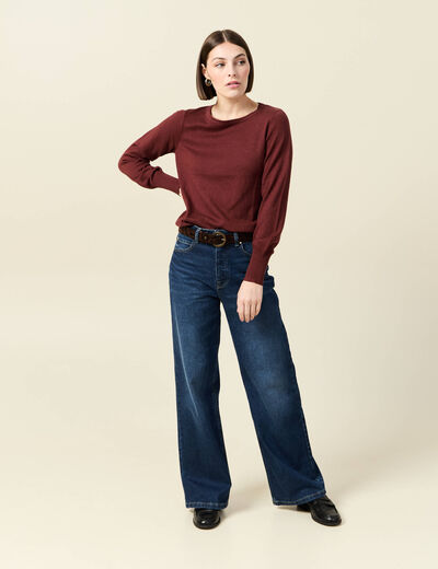 Pull manches longues marron femme