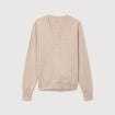 Pull droit col v manches longues creme femme