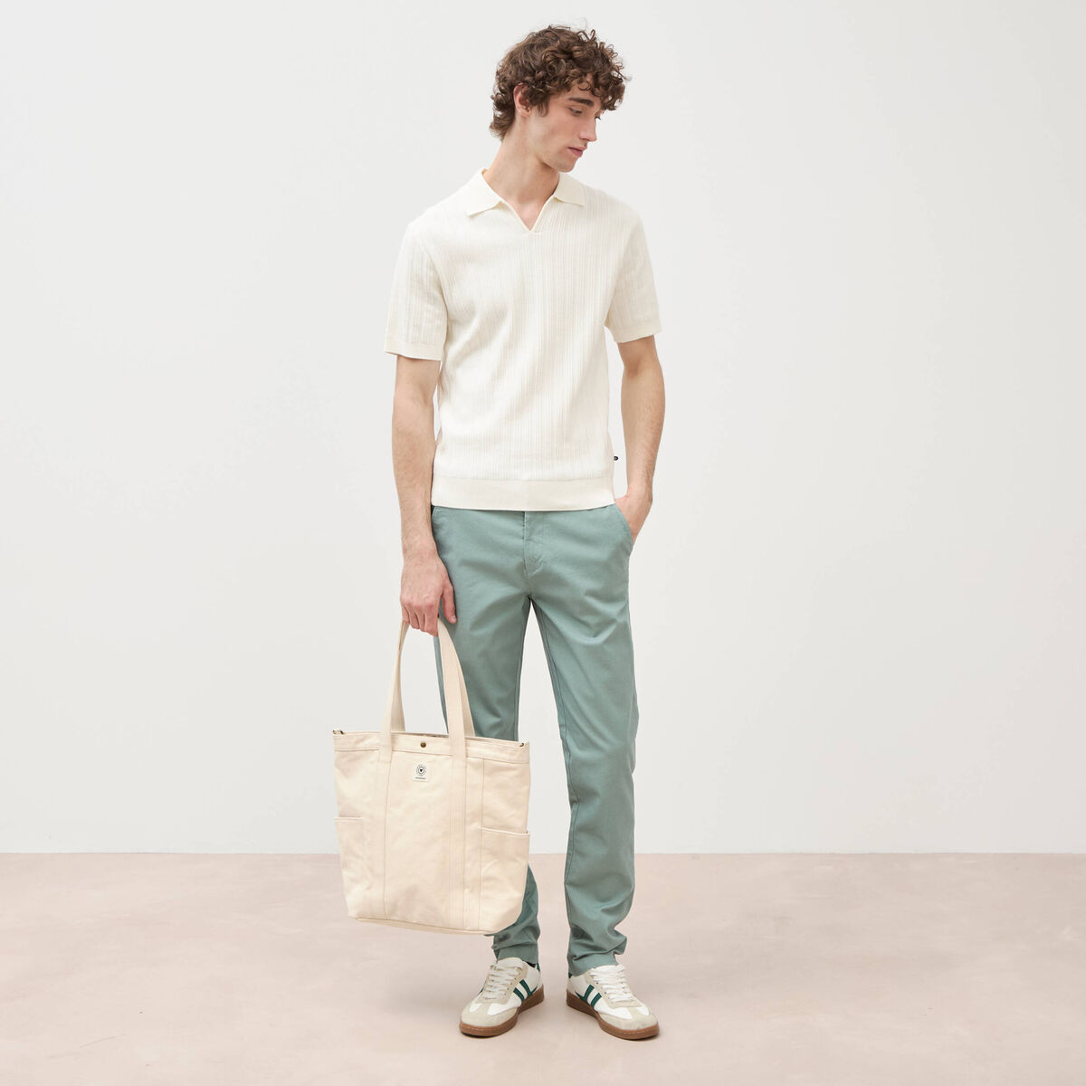 Polo manches courtes ecru homme