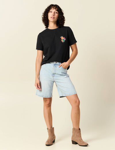 T-shirt manches courtes noir femme