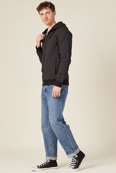 Gilet manches longues zippé noir homme