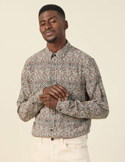 Chemise manches longues marron cognac homme