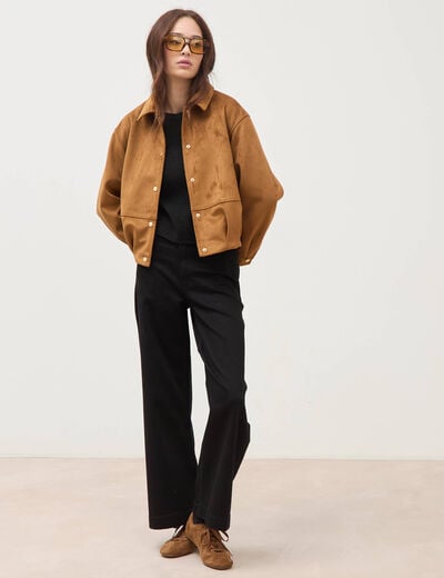 Pull droit col bateau manches longues noir femme