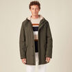 Parka droite à capuche vert kaki homme