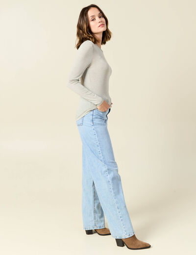 T-shirt manches longues avec laine gris clair femme