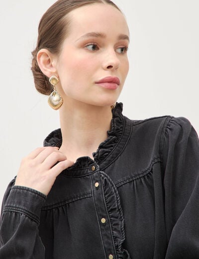 Chemise en jeans manches longues denim noir femme