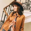 Veste manches longues col classique camel femme