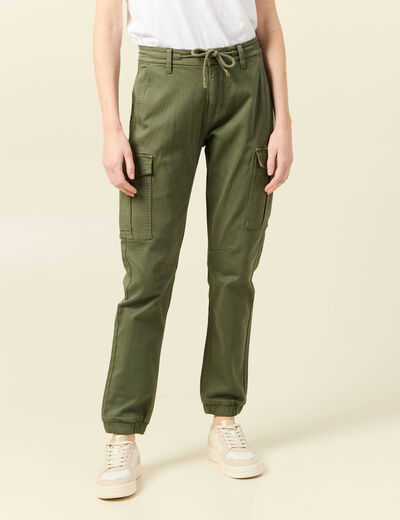 Pantalon cargo battle 7/8ème vert kaki femme