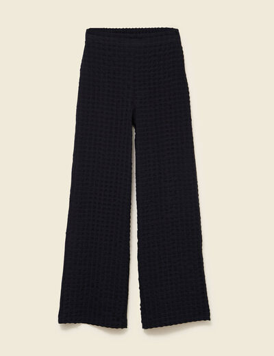 Pantalon loose taille haute fluide noir femme