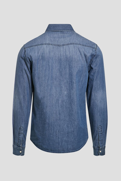 Chemise manches longues denim brut homme