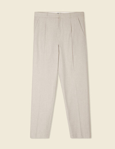 Pantalon chino large à pinces beige homme