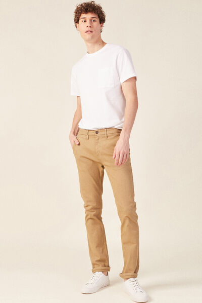 Pantalon chino slim vert kaki homme