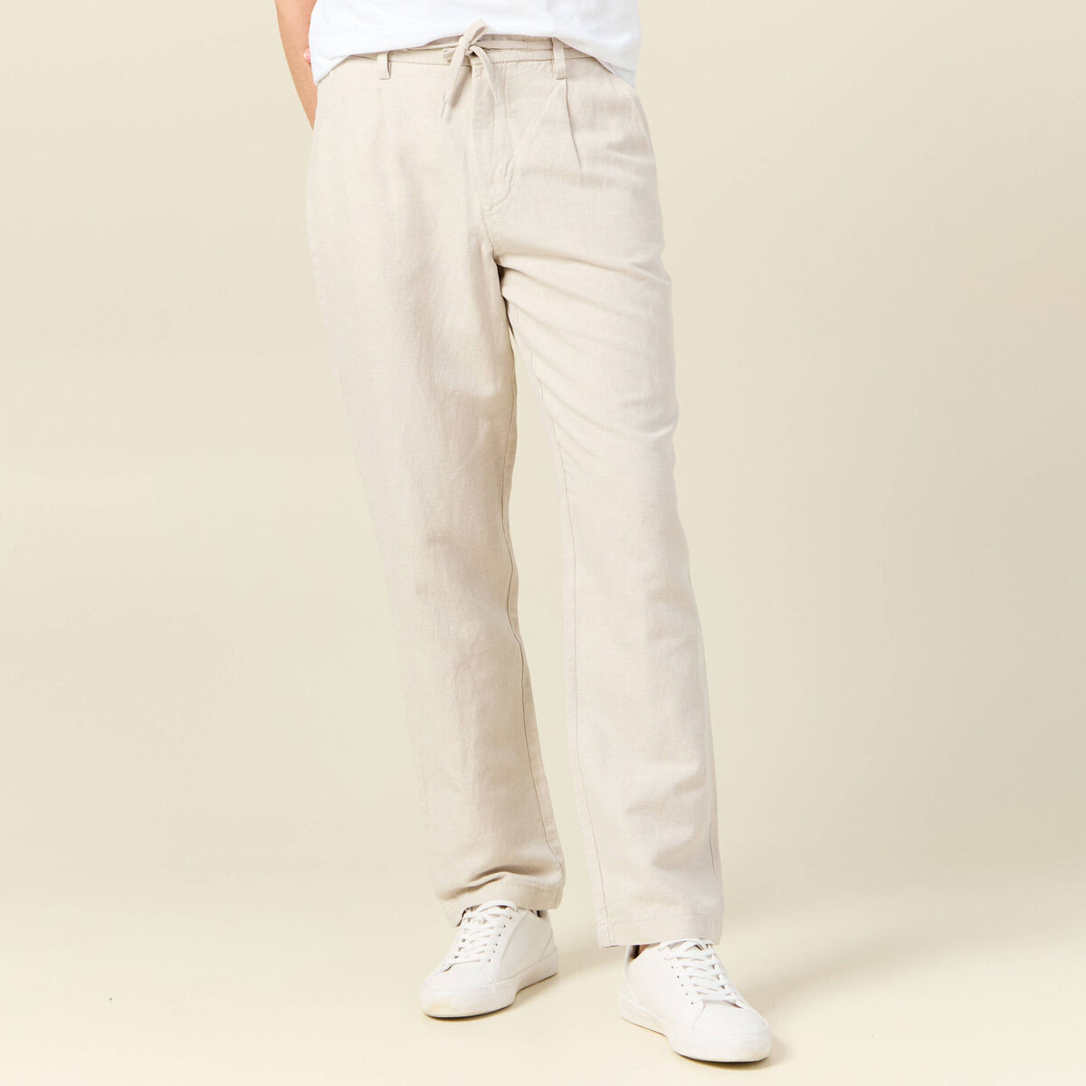 Pantalon chino straight beige homme