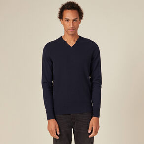 Pull manches longues bleu marine homme