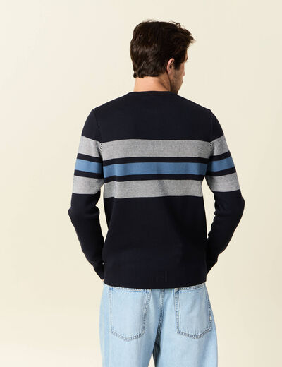 Pull manches longues bleu marine homme
