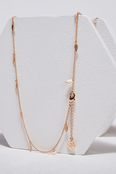 Collier avec feuilles couleur or femme