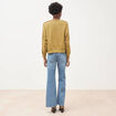 Sweat droit en coton manches longues camel femme