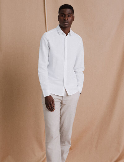 Chemise manches longues blanc homme