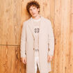 Manteau long boutonné beige homme