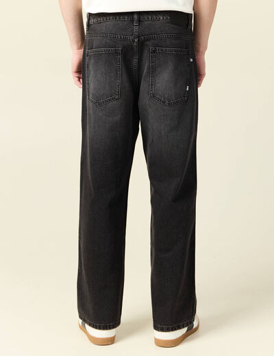 Jeans large 5 poches longueur 32 denim snow noir homme