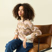 Pull col rond manches longues rose femme