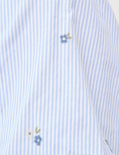 Chemise ample manches coude bleu ciel femme