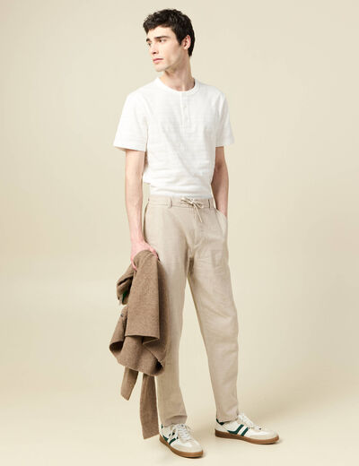 Chino coupe droite longueur 32 beige homme