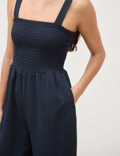 Combinaison salopette fines bretelles bleu marine femme