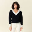 Pull manches longues bleu marine femme