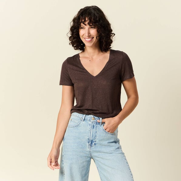 t shirt eco responsable marron femme T-shirt éco-responsable marron femme