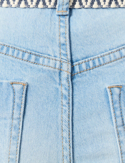 Jeans boyfriend ceinturé denim bleach femme