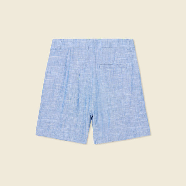 Short droit avec pinces bleu femme