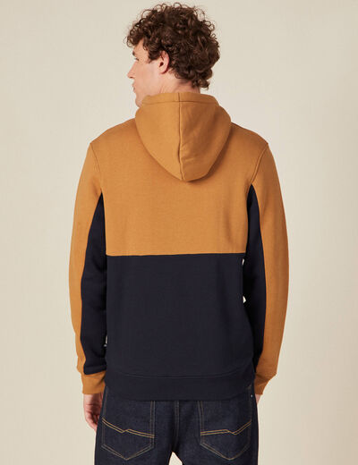 Gilet zippé doublé à capuche camel homme
