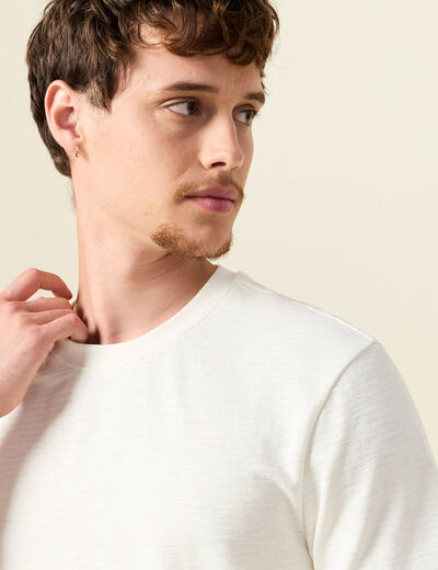 T-shirt cintré col rond manches courtes ecru homme
