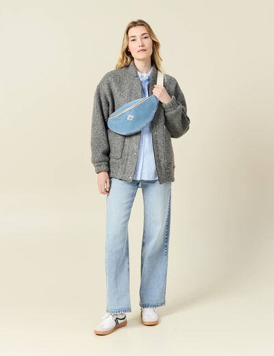 Jeans large éco-responsable denim snow bleu femme