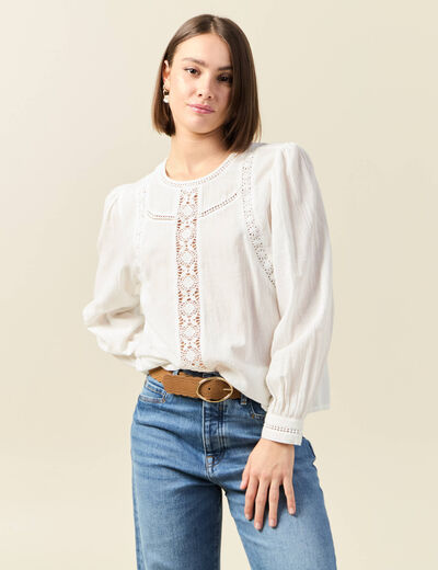 Blouse manches longues blanc femme