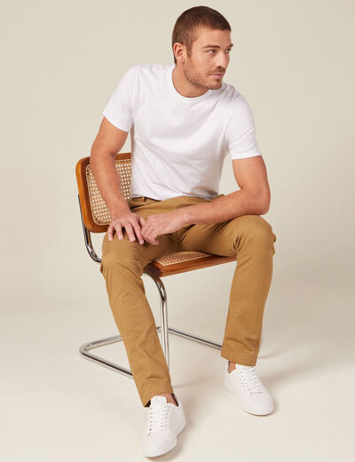 Pantalon slim Instinct chino camel homme