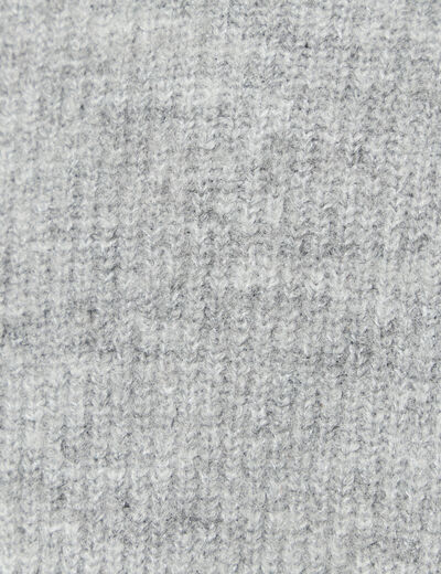 Pull manches longues col en V gris clair femme