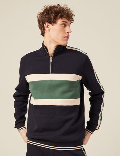 Sweat manches longues bleu marine homme