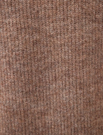 Pull droit col montant manches longues marron femme