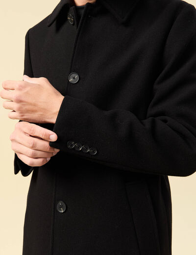 Manteau droit long manches longues noir homme
