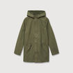 Parka droite mi-longue &agrave; capuche vert kaki homme