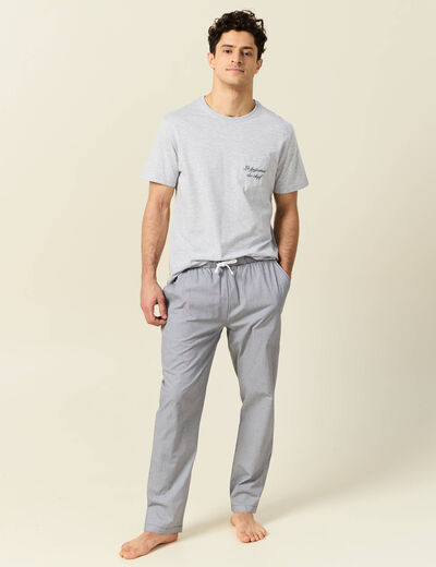 Ensemble pyjama 2 pièces gris clair homme