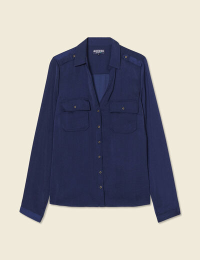 Chemise manches longues bleu marine femme