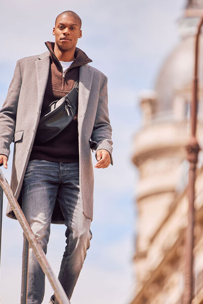 Manteau droit effet 2-en-1 gris homme
