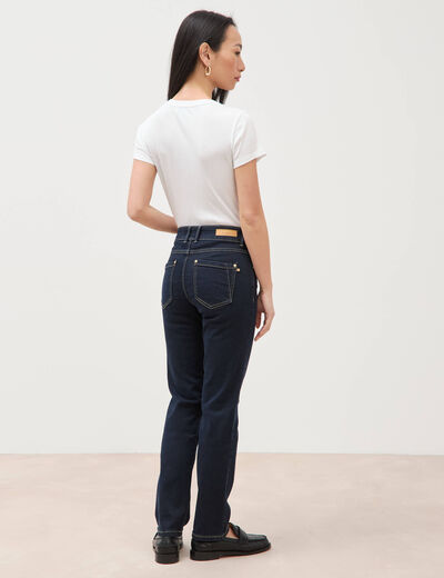 Jeans regular 7/8&egrave;me taille standard denim brut rinse femme