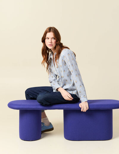 Chemise manches longues bleu ciel femme