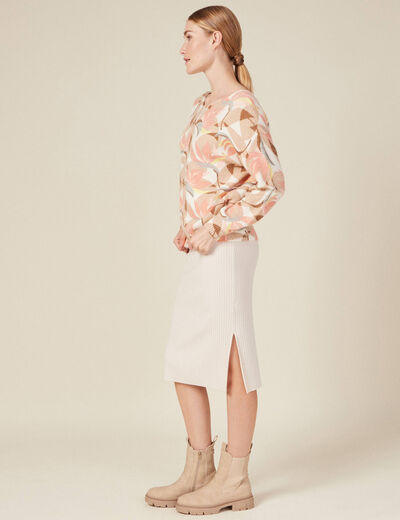 Pull manches longues beige femme